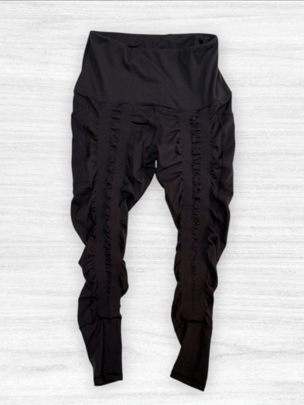 Sweetflexx Black High Rise Resistance Band Ruched Workout Leggings Size 8